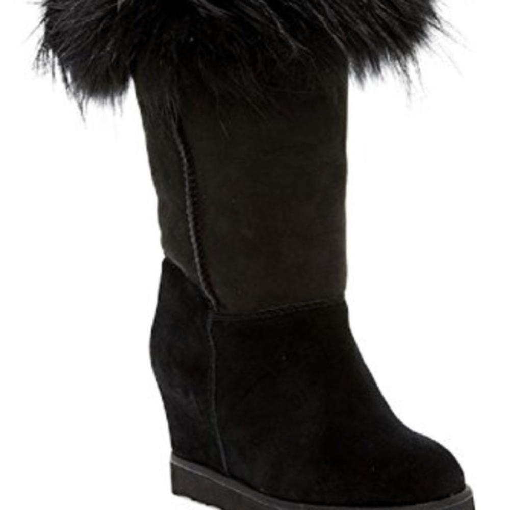 AUSTRALIA LUXE COLLECTIVE Fox Fur Wedge Boots-10